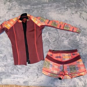 Prana wetsuit long sleeve top and short
